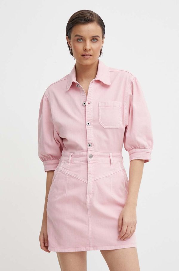 Pepe Jeans Haljina Pepe Jeans GRACIE boja: ružičasta, mini, širi se prema dolje, PL953518