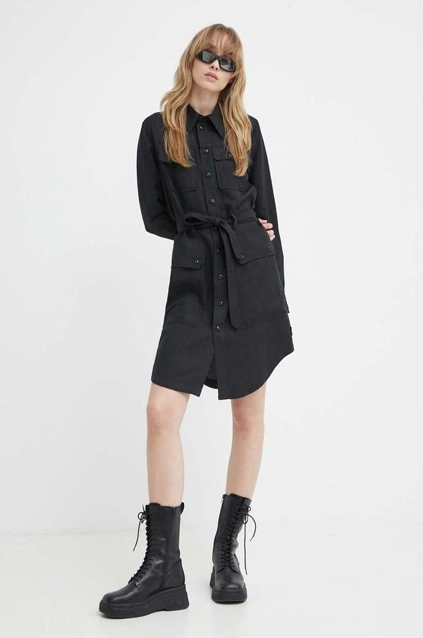 G-Star Raw Haljina s dodatkom lana G-Star Raw boja: crna, mini, širi se prema dolje