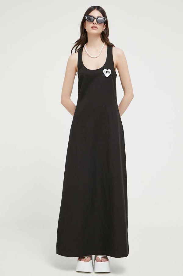 Love Moschino Haljina s dodatkom lana Love Moschino boja: crna, maxi, uske