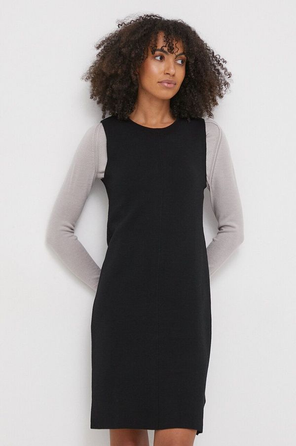 Calvin Klein Haljina s primjesom vune Calvin Klein boja: crna, mini, ravna