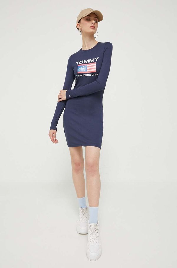 Tommy Jeans Haljina Tommy Jeans boja: tamno plava, mini, uska
