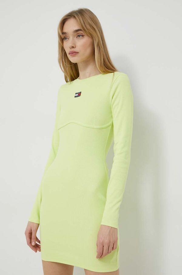 Tommy Jeans Haljina Tommy Jeans boja: zelena, mini, uske
