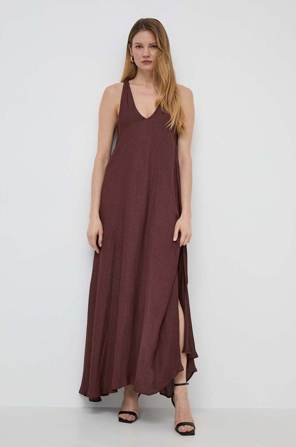Twinset Haljina Twinset boja: smeđa, maxi, oversize
