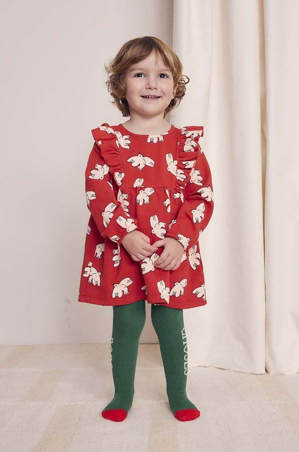Bobo Choses Haljina za bebe Bobo Choses Freedom Bird boja: crvena, mini, širi se prema dolje, 224AB081