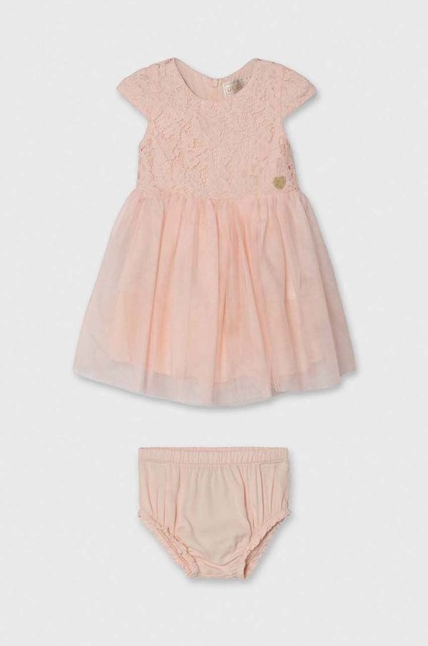 Guess Haljina za bebe Guess boja: narančasta, mini, širi se prema dolje
