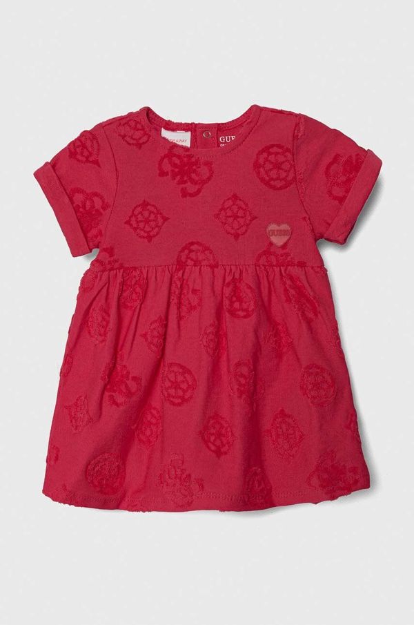 Guess Haljina za bebe Guess boja: ružičasta, mini, širi se prema dolje