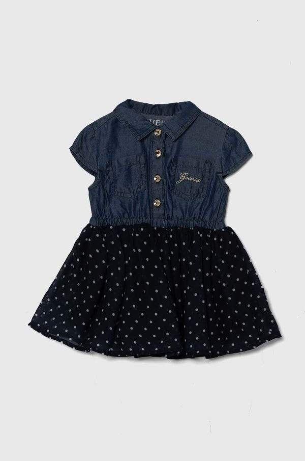 Guess Haljina za bebe Guess boja: tamno plava, mini, širi se prema dolje