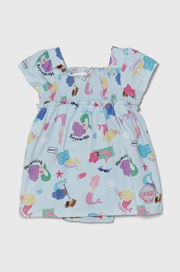 Guess Haljina za bebe Guess boja: tirkizna, mini, širi se prema dolje