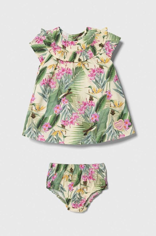 Guess Haljina za bebe Guess boja: zelena, mini, širi se prema dolje