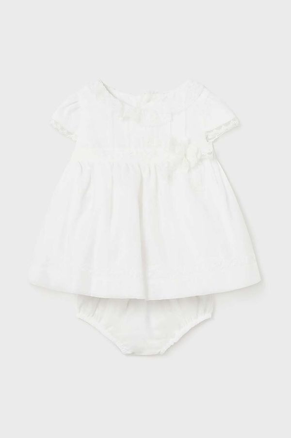 Mayoral Newborn Haljina za bebe Mayoral Newborn boja: bež, mini, širi se prema dolje