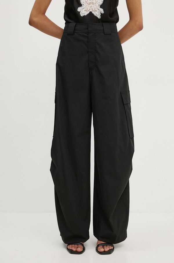 A.L.C. Hlače A.L.C. Brie za žene, boja: crna, široke, visoki struk, 2PANT01031