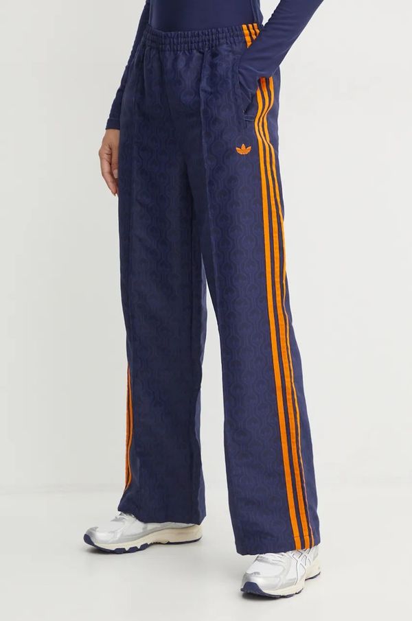adidas Originals Hlače adidas Originals Oversized Monogram Track Pant za žene, boja: tamno plava, široke, visoki struk, JN8306
