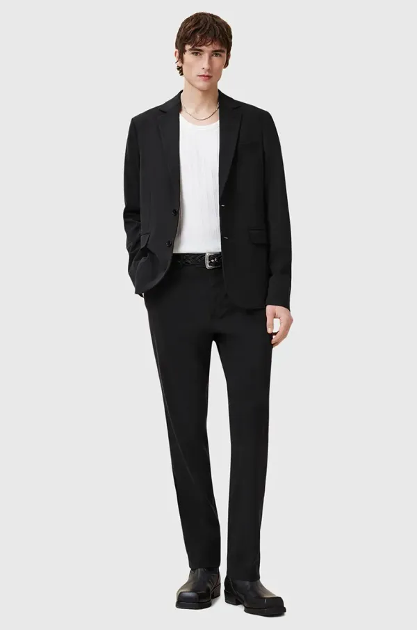 AllSaints Hlače AllSaints BAY za muškarce, boja: crna, ravni kroj, M018QC