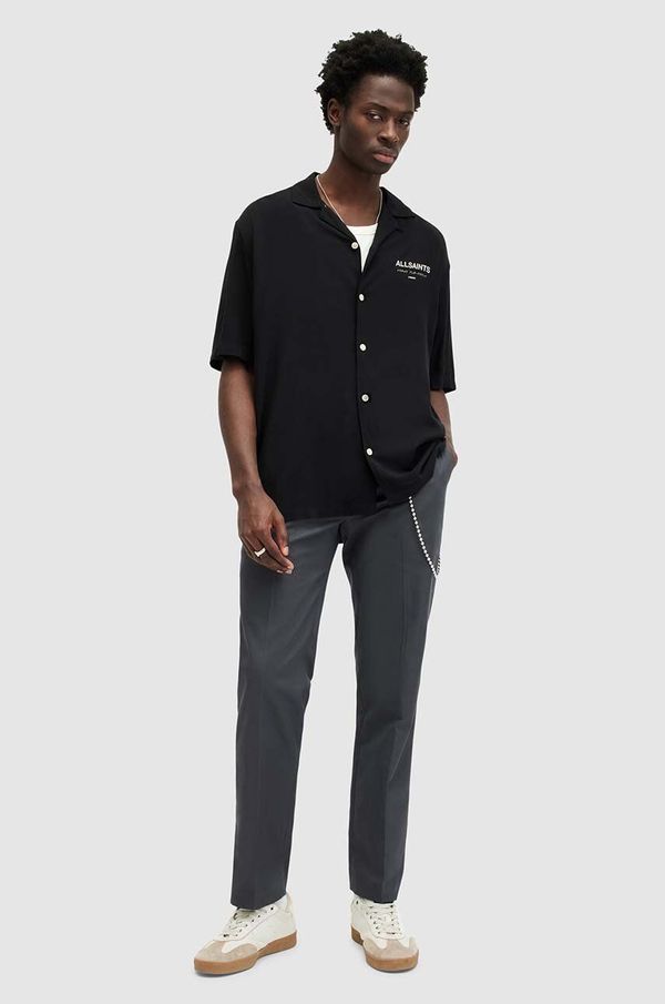 AllSaints Hlače AllSaints BRITE TROUSER za muškarce, boja: siva, ravni kroj, MM049Z