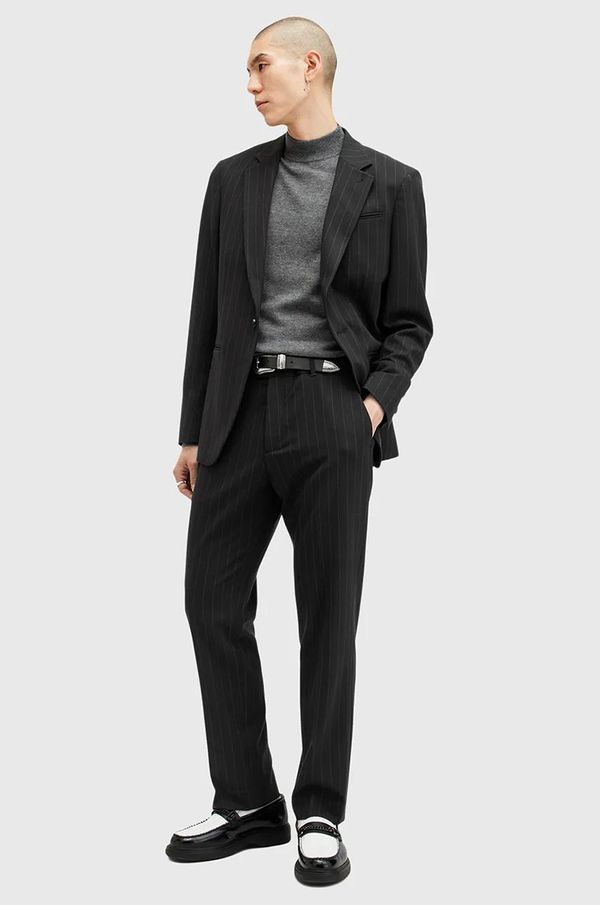 AllSaints Hlače AllSaints HEDDON za muškarce, boja: crna, ravni kroj, M042QB