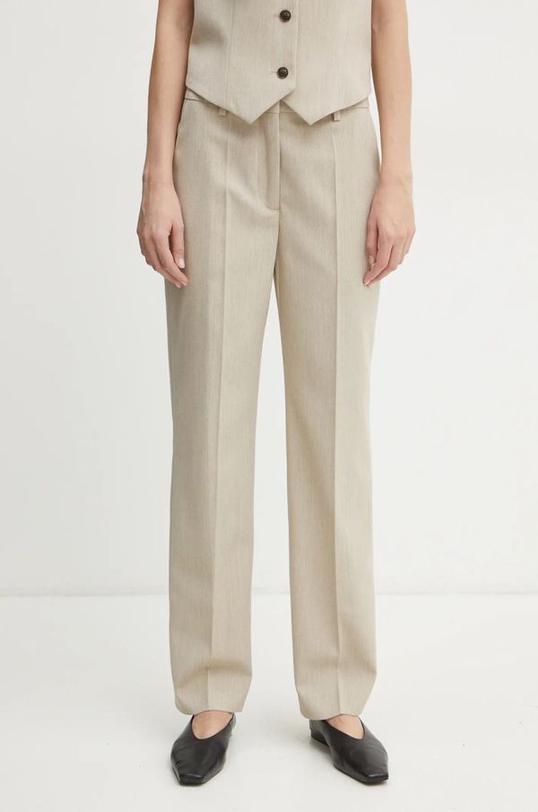 By Malene Birger Hlače By Malene Birger IGDA za žene, boja: bež, kroj cigarette, visoki struk, 103121