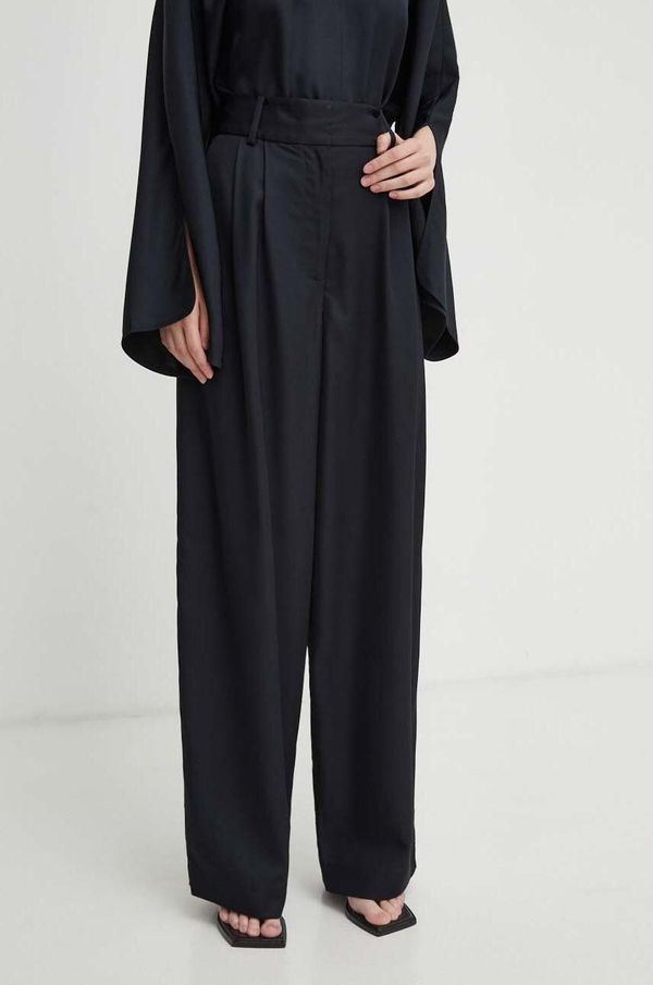 By Malene Birger Hlače By Malene Birger za žene, boja: crna, široke, visoki struk