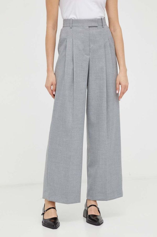 By Malene Birger Hlače By Malene Birger za žene, boja: siva, ravni kroj, visoki struk