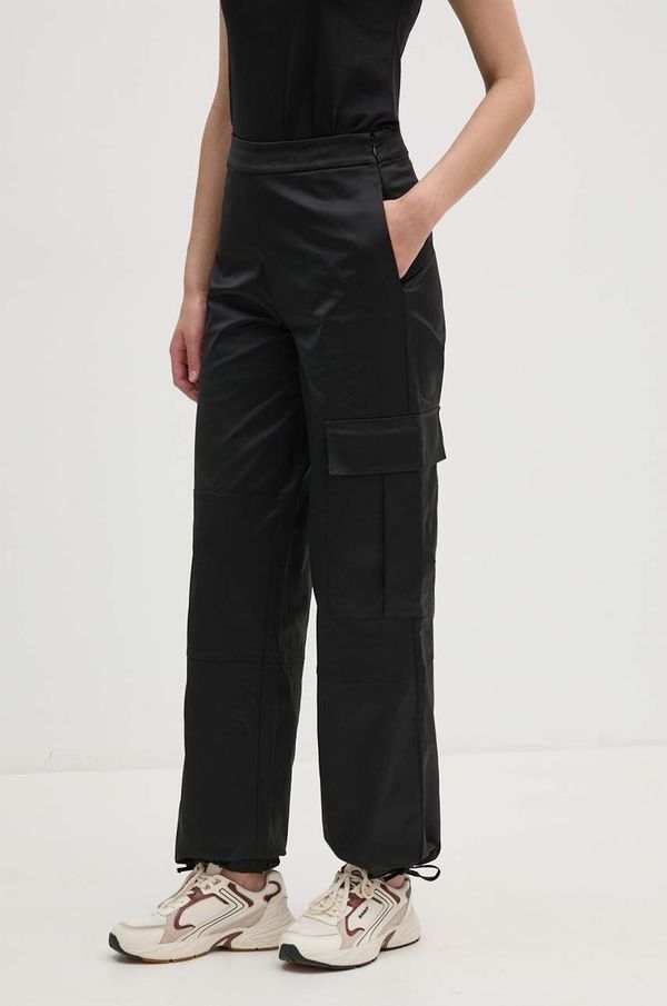 Calvin Klein Jeans Hlače Calvin Klein Jeans za žene, boja: crna, široke, visoki struk, J20J223921
