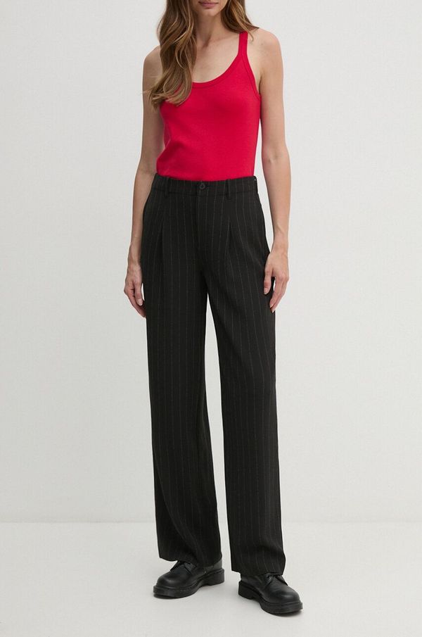 Calvin Klein Jeans Hlače Calvin Klein Jeans za žene, boja: crna, široke, visoki struk, J20J224261