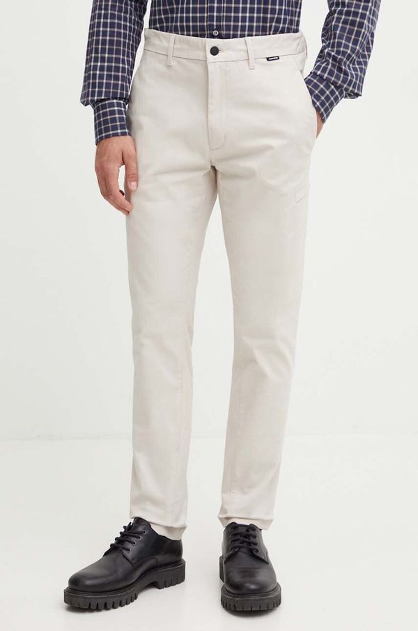 Calvin Klein Hlače Calvin Klein za muškarce, boja: bež, uski kroj, K10K112827