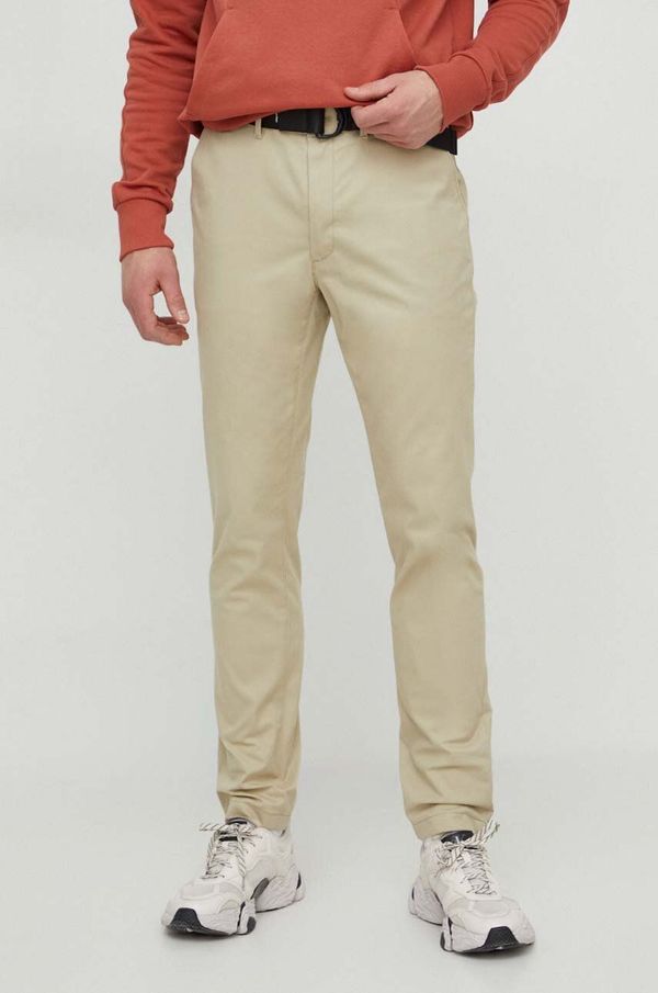 Calvin Klein Hlače Calvin Klein za muškarce, boja: zelena, uski kroj, K10K110979