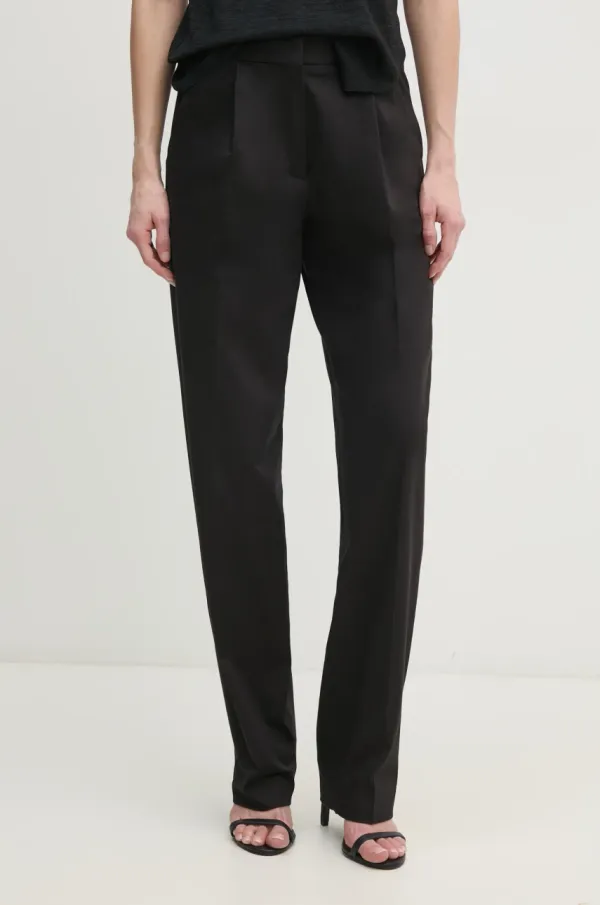 Calvin Klein Hlače Calvin Klein za žene, boja: crna, kroj cigarette, visoki struk, K20K208393