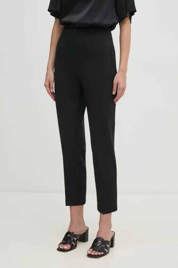 Calvin Klein Hlače Calvin Klein za žene, boja: crna, kroj cigarette, visoki struk, LV044B690G