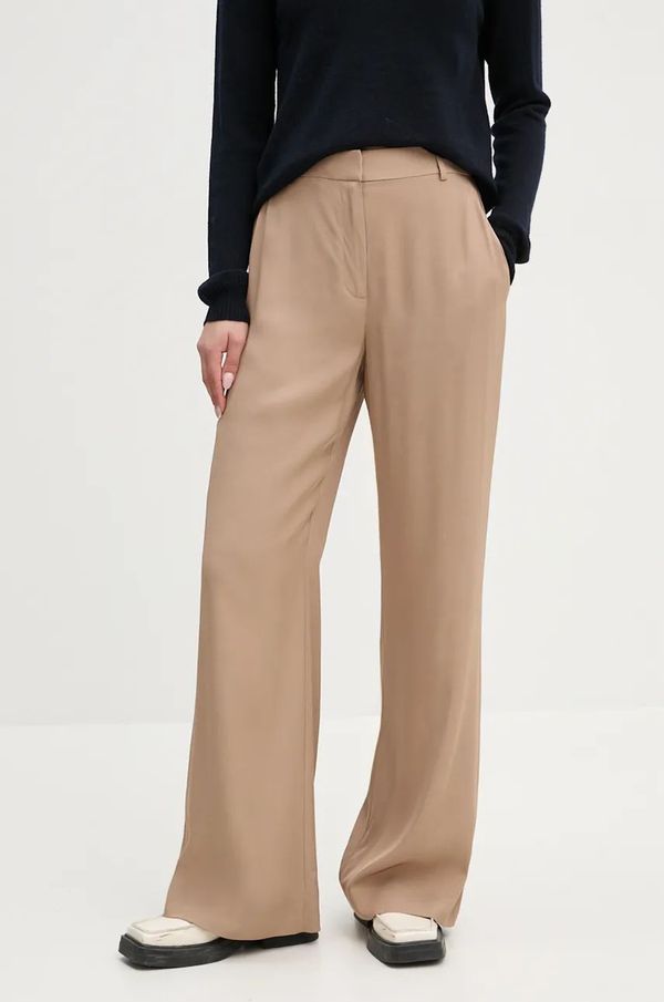 Calvin Klein Hlače Calvin Klein za žene, boja: smeđa, široke, visoki struk, K20K207660