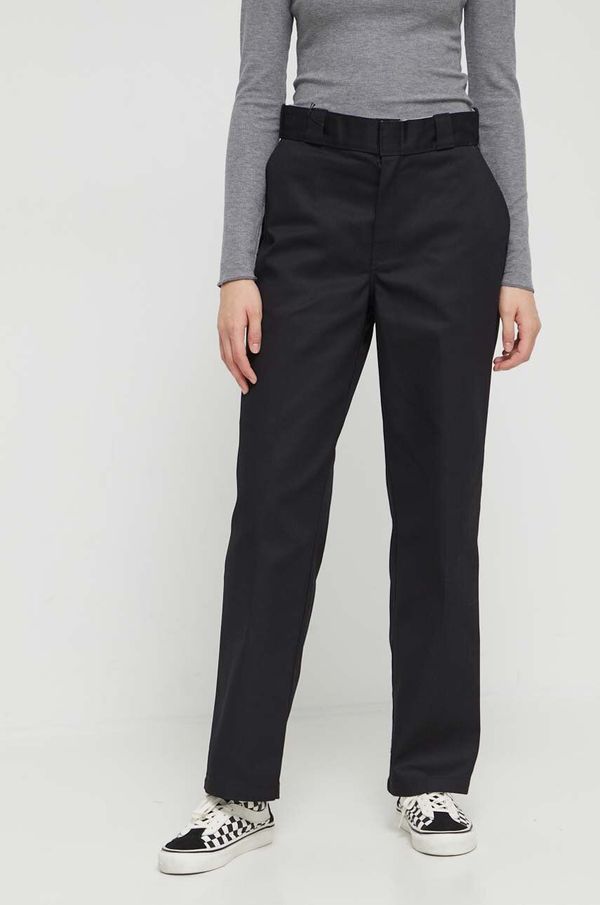 Dickies Hlače Dickies 874 za žene, boja: crna, ravni kroj, visoki struk