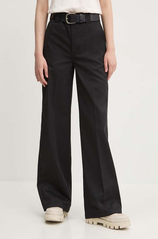 Dickies Hlače Dickies WIDE LEG WORK PANT W za žene, boja: crna, široke, visoki struk, DK0A4YSE