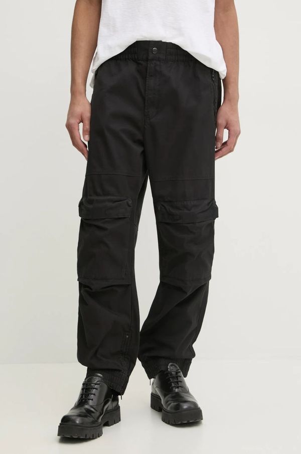 Diesel Hlače Diesel P-BEECK TROUSERS za muškarce, boja: crna, cargo kroj, A14761.0NJBP