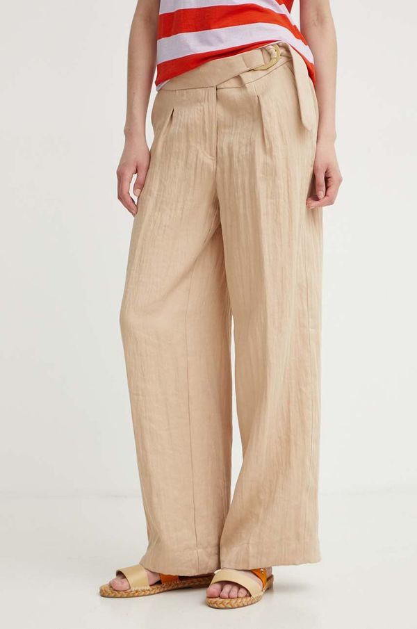 DKNY Hlače Dkny za žene, boja: bež, ravni kroj, visoki struk, P4BKTW66