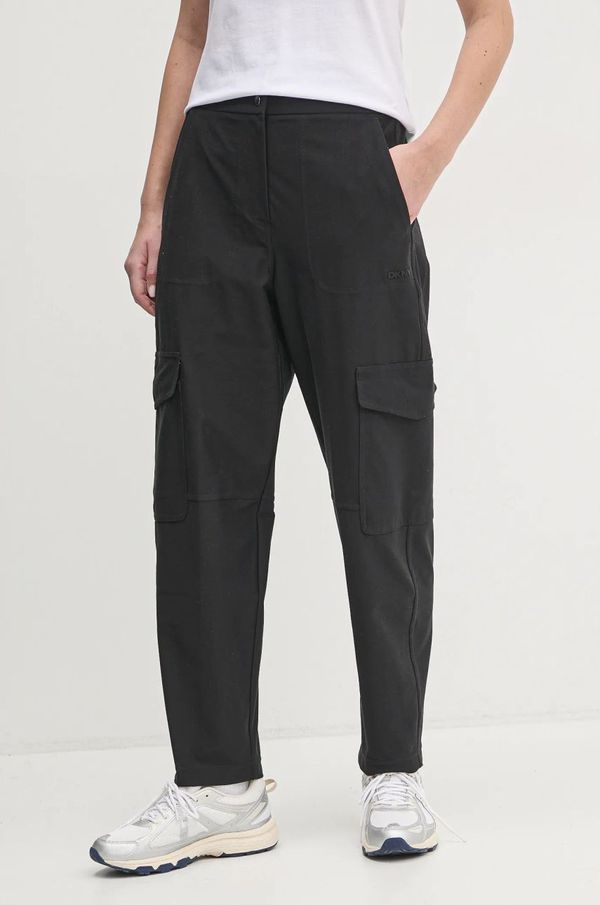DKNY Hlače Dkny za žene, boja: crna, cargo kroj, visoki struk, DP5P3500