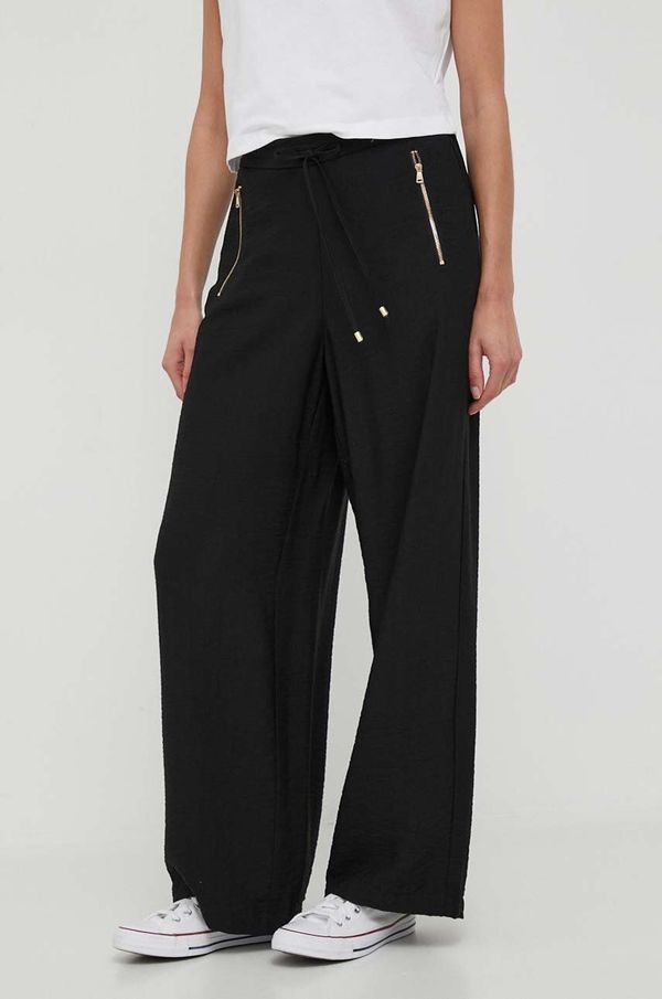 DKNY Hlače Dkny za žene, boja: crna, ravni kroj, visoki struk