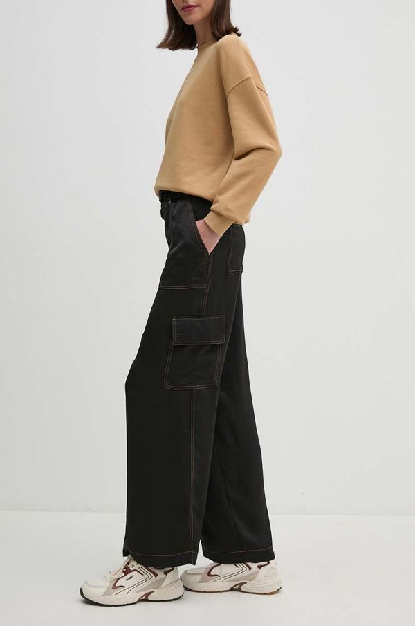 DKNY Hlače Dkny za žene, boja: crna, ravni kroj, visoki struk, P4EKTX51