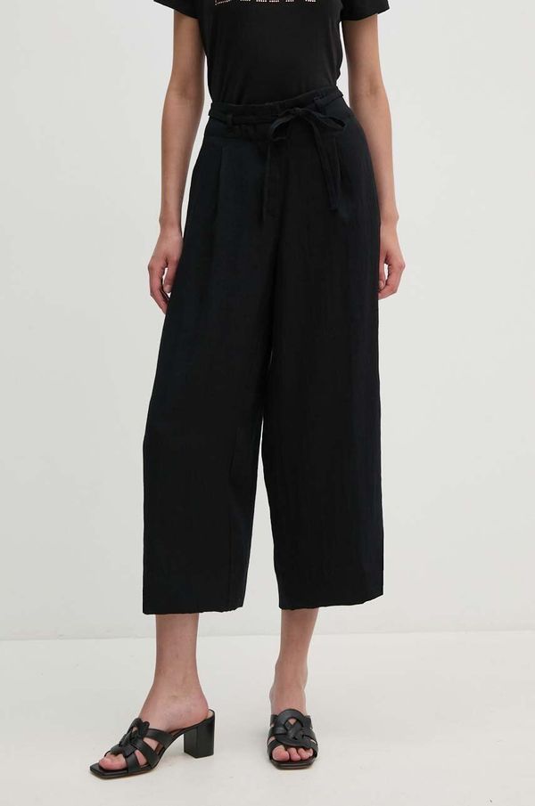 DKNY Hlače Dkny za žene, boja: crna, široke, visoki struk, P4EKTX63