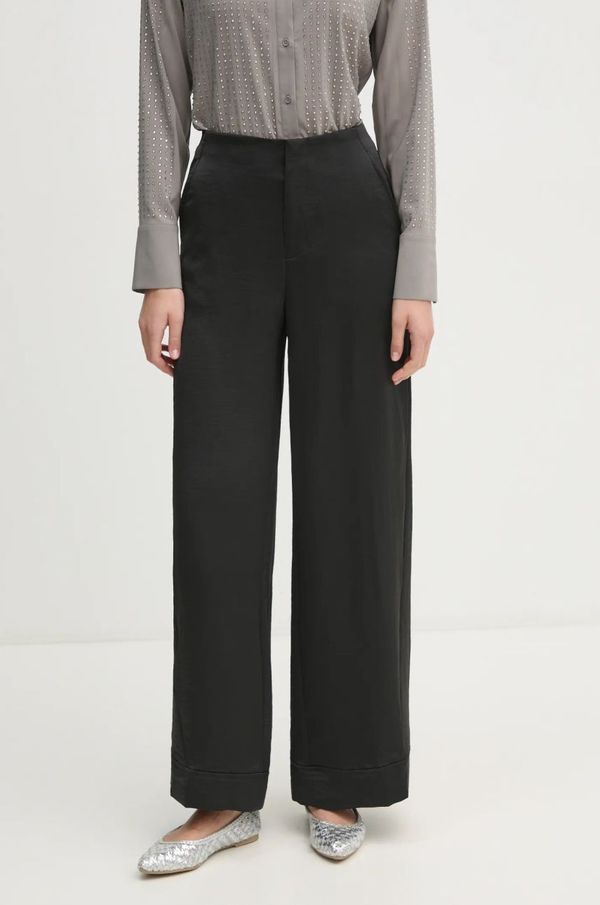 DKNY Hlače Dkny za žene, boja: crna, široke, visoki struk, P4GKAX76