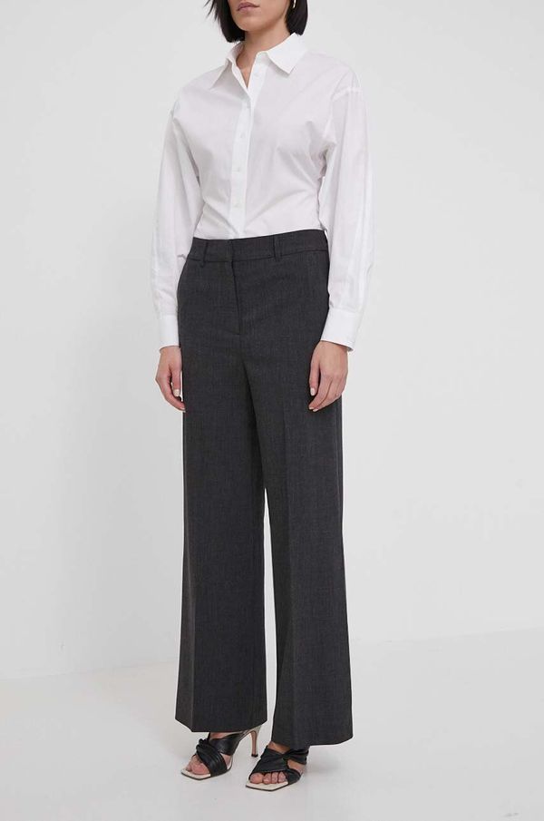 DKNY Hlače Dkny za žene, boja: siva, široke, visoki struk