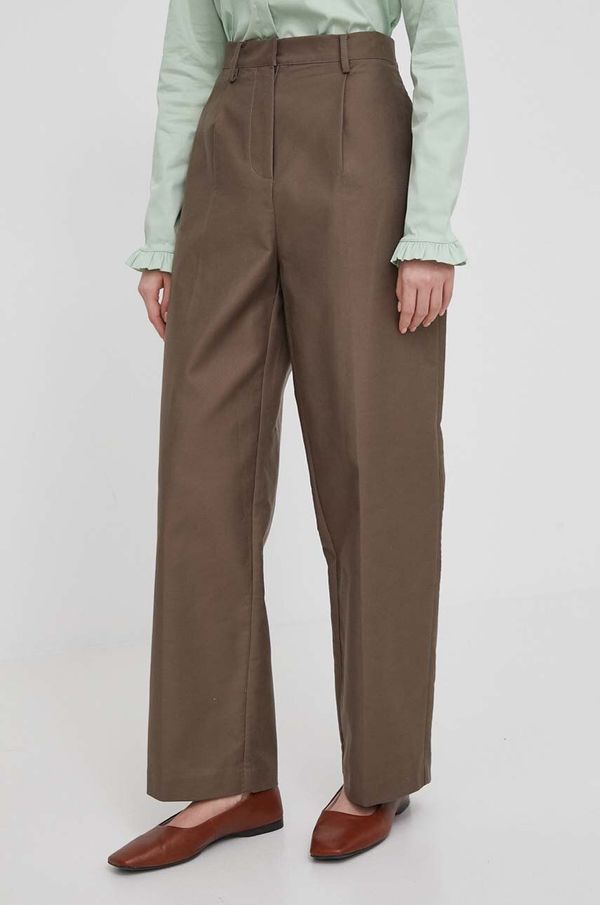 DKNY Hlače Dkny za žene, boja: smeđa, ravni kroj, visoki struk, D2A4K022