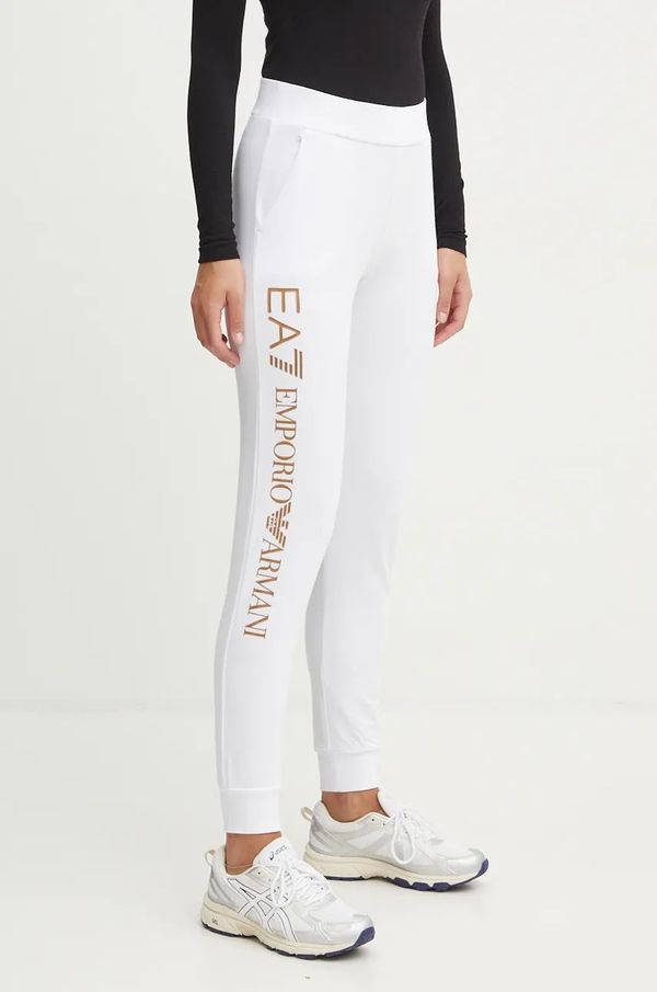 EA7 Emporio Armani Hlače EA7 Emporio Armani za žene, boja: bijela, s tiskom, TJTXZ.8NTP85