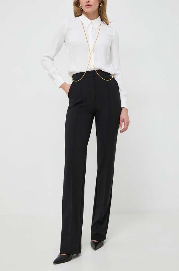 Elisabetta Franchi Hlače Elisabetta Franchi za žene, boja: crna, ravni kroj, visoki struk