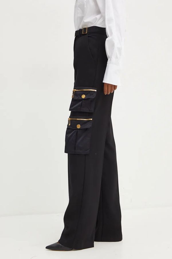 Elisabetta Franchi Hlače Elisabetta Franchi za žene, boja: crna, ravni kroj, visoki struk, PA04546E2