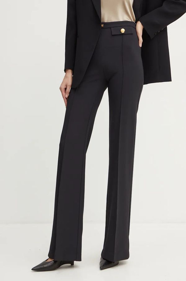 Elisabetta Franchi Hlače Elisabetta Franchi za žene, boja: crna, široke, visoki struk, PA02546E2