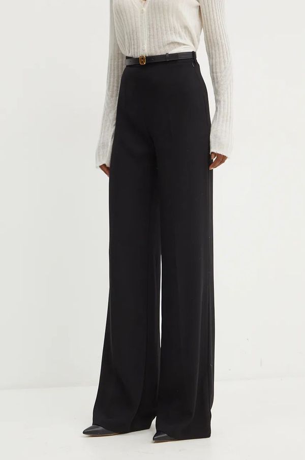 Elisabetta Franchi Hlače Elisabetta Franchi za žene, boja: crna, široke, visoki struk, PA06147E2