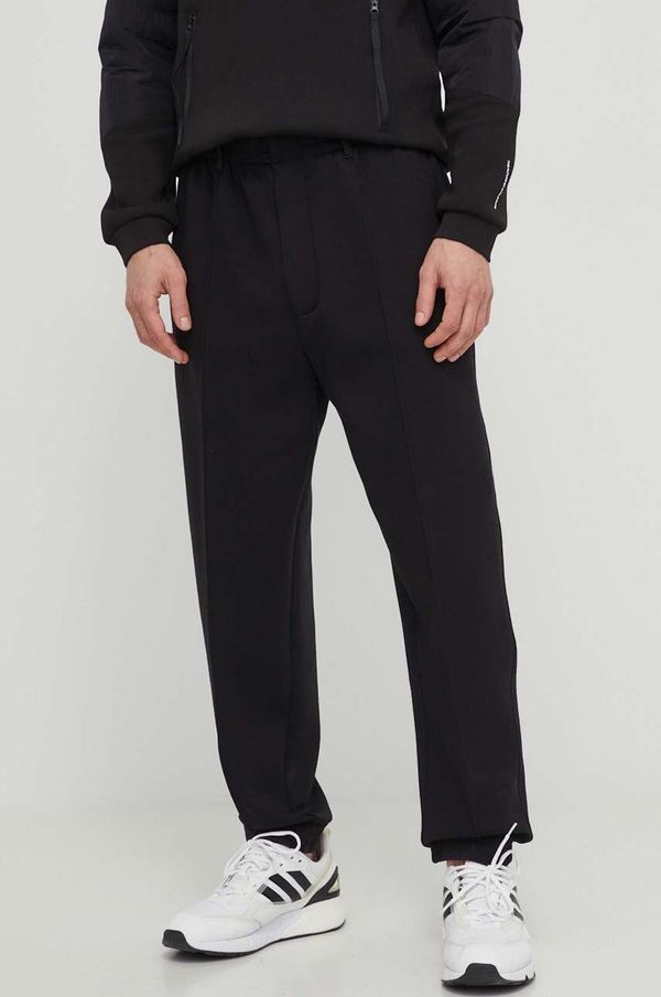 Emporio Armani Hlače Emporio Armani za muškarce, boja: crna, ravni kroj, 3D1P75 1JHSZ