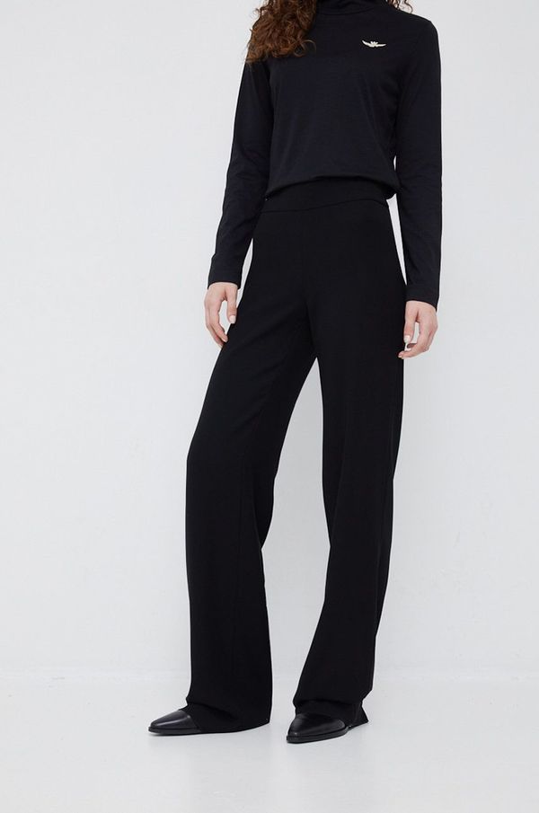 Emporio Armani Hlače Emporio Armani za žene, boja: crna, ravni kroj, visoki struk