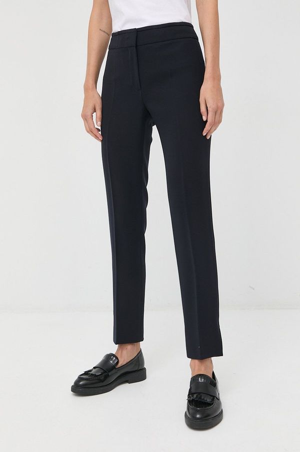 Emporio Armani Hlače Emporio Armani za žene, boja: tamno plava, ravni kroj, visoki struk