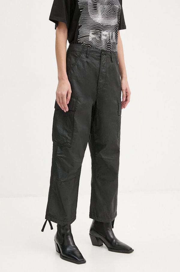 G-Star Raw Hlače G-Star Raw za žene, boja: crna, cargo kroj, visoki struk, D25251-C973