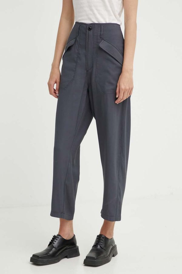 G-Star Raw Hlače G-Star Raw za žene, boja: siva, ravni kroj, visoki struk, D24607-D522